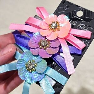 Dolls Kill ✦ Pastel Claw Clips ✦ Set of 3 Fairy Garden Metallic Ribbon Crystal